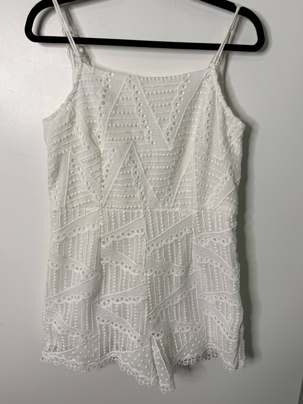 Sugar + Lips White Lace Eyelet Romper Crochet Boho Festival Cottagecore